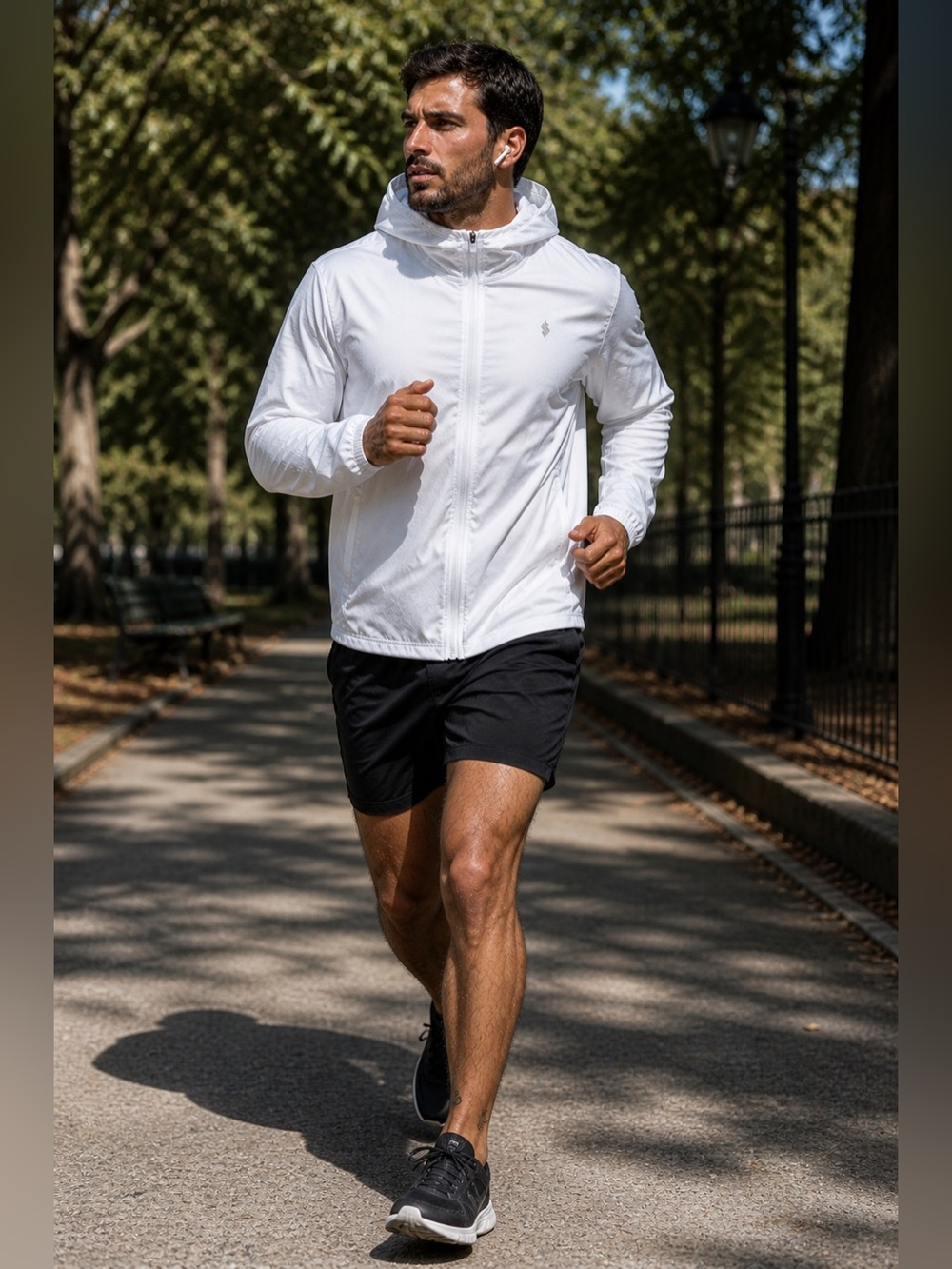 Men’s XXXL White Athletic Zip Hoodie Performance Gym Lightweight Jacket